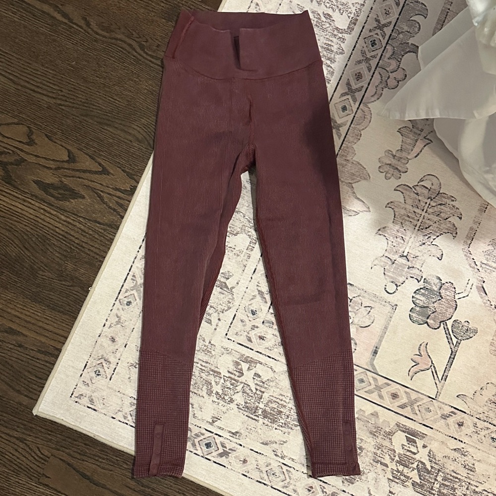 Aerie Ribbed Burgundy Leggings